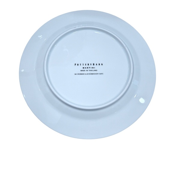 POTTERY BARN MARTINI DESIGN SET OF 4 WHITE COCKTAIL/APPETIZER CERAMIC PLATES - Picture 7 of 10